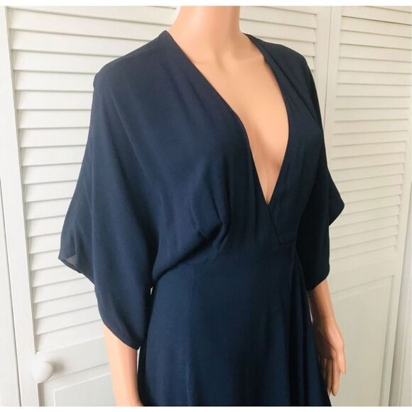REFORMATION Navy Blue Winslow Maxi Wrap Dress Size XS - Picture 8 of 16